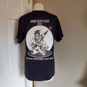 Anime North staff crew neck t-shirt black Size S